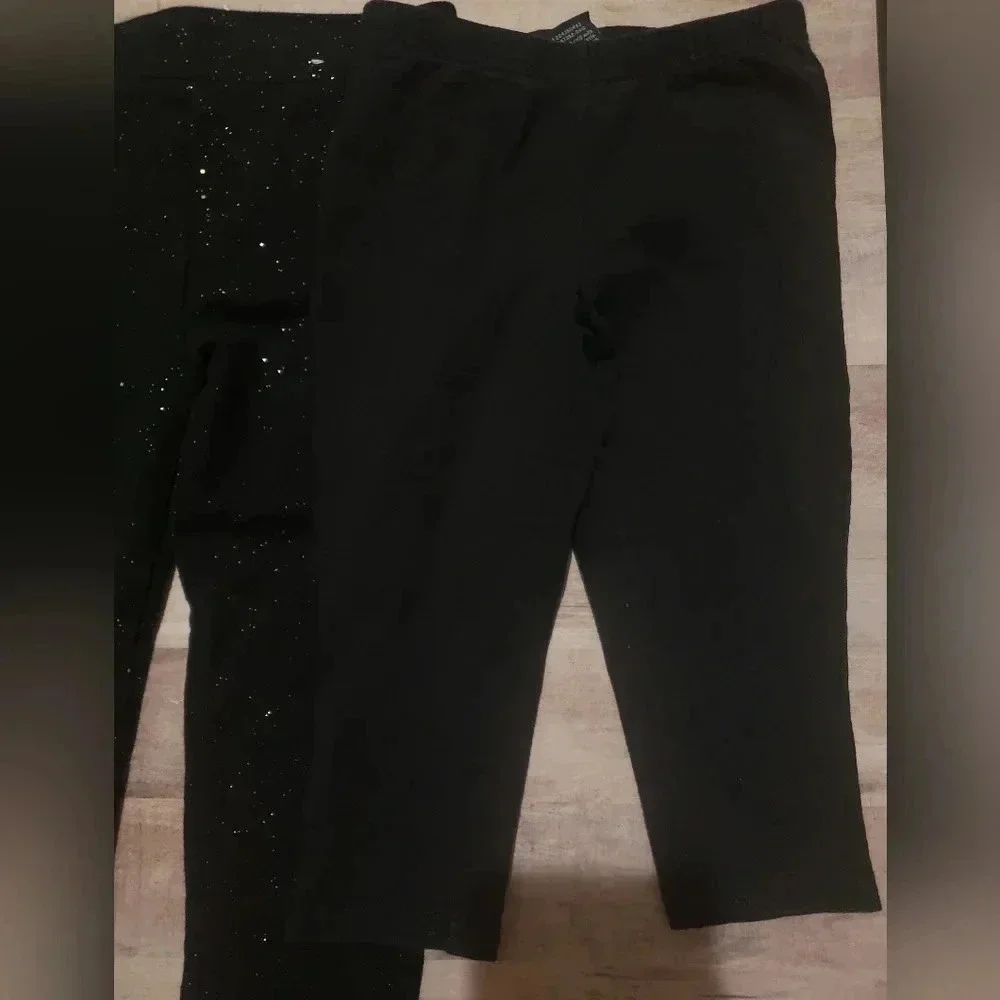 Toddler girl leggings and biker shorts‎ bundle size 4t, 4, 4-5; black, glitter